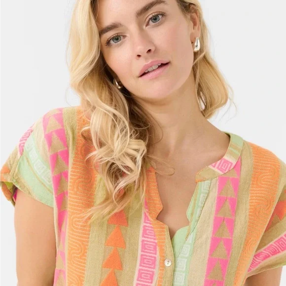 🧡Colorful Geometric Patterned Blouse - Picture 2 of 8